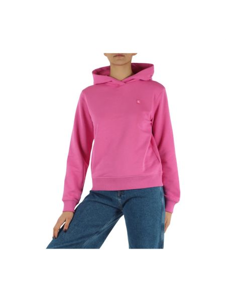 Sudadera con capucha de algodón Calvin Klein Jeans rosa
