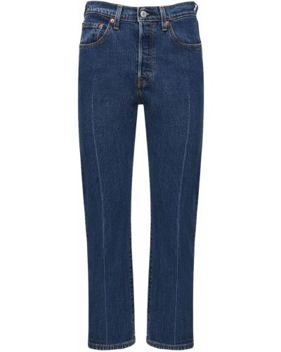 Хлопковые укороченные стрейч джинсы Levi's Red Tab, синие