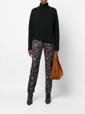 Květinové kalhoty s potiskem Isabel Marant Etoile černé