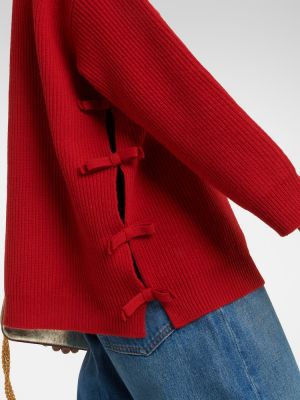 Μάλλινος πουλόβερ με φιόγκο Valentino κόκκινο