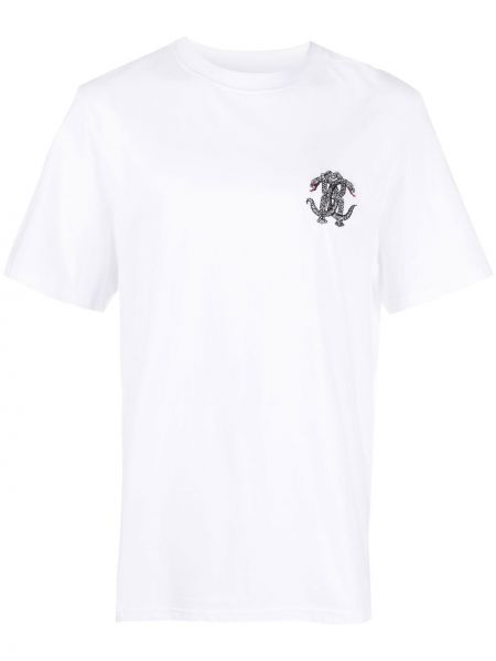 Koszulka w wężowy wzór Roberto Cavalli biała