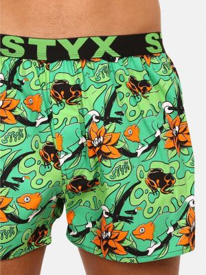 Kvetinové boxerky Styx zelená