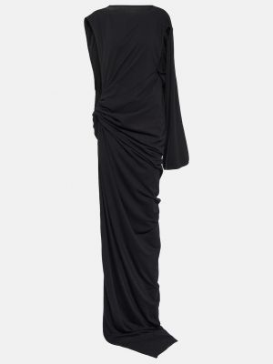 Длинное платье из джерси с драпировкой Rick Owens черное