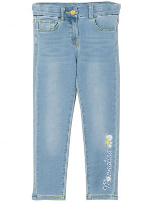 Jeans skinny slim fit con cristalli Monnalisa blu