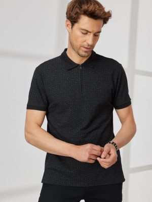 Βαμβακερή μπλούζα με φερμουάρ σε στενή γραμμή Altinyildiz Classics μαύρο