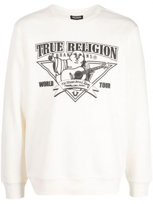 Bavlnená mikina s potlačou True Religion biela