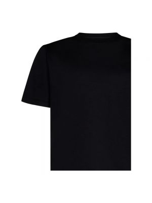 Camisa de algodón manga corta de cuello redondo Kiton negro