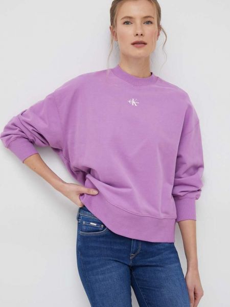 Calvin Klein Jeans pamut melegítőfelső lila, női, sima
