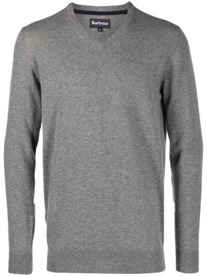 Vlnený sveter s výstrihom do v Barbour sivá
