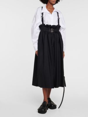 Čipkovaná vlnená šnurovacia midi sukňa Noir Kei Ninomiya čierna