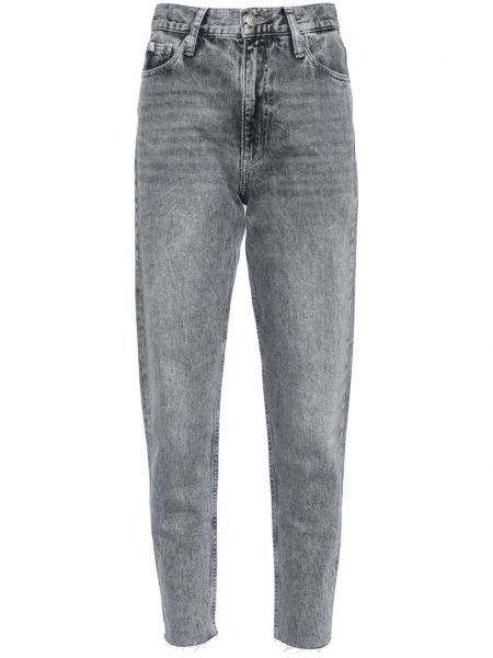 Skinny fit džínsy s vysokým pásom Calvin Klein Jeans sivá