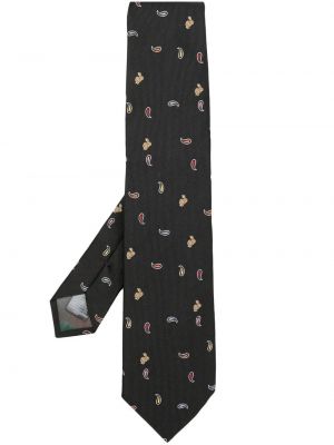 Svilena kravata s potiskom s paisley potiskom Paul Smith črna