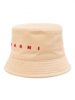 Bavlněný klobouk s výšivkou Marni béžový