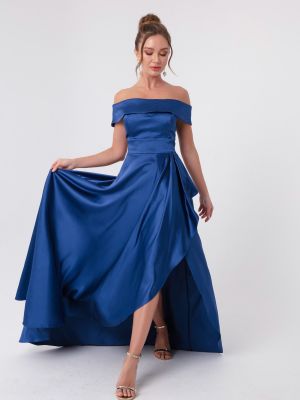 Niebieska sukienka wieczorowa asymetryczna Lafaba