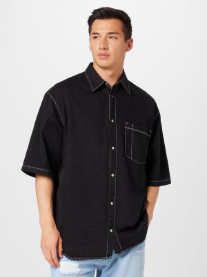 Rifľová košeľa Weekday čierna