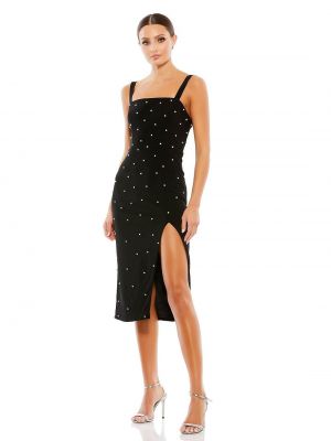 Платье миди с жемчугом без рукавов с квадратным вырезом Mac Duggal черный