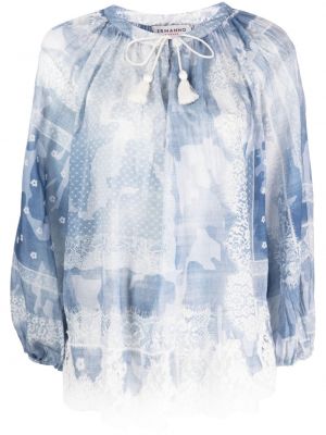 Блуза с принт Ermanno Firenze синьо