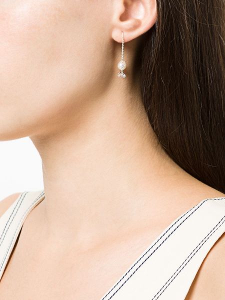 Boucles d'oreilles avec perles en cristal E.m. argenté