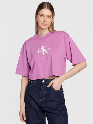 Laza szabású póló Calvin Klein Jeans lila