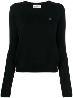 Памучен пуловер бродиран Vivienne Westwood черно