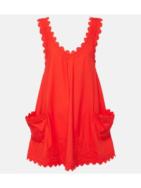 Mini vestido con bordado de algodón Juliet Dunn rojo