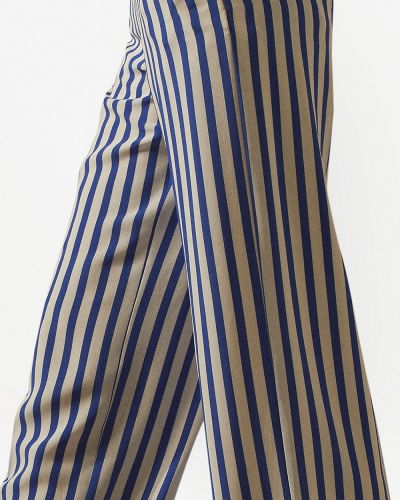 Pantalones de cintura alta a rayas Ralph Lauren Collection azul