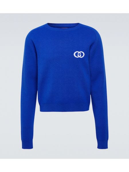 Vlnený sveter Gucci modrá