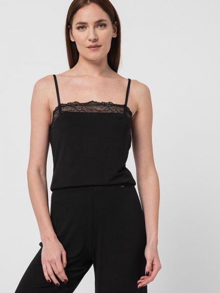 Кружевная пижама из модала Calvin Klein черная
