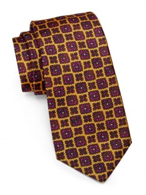 Шелковый галстук с абстрактным узором Kiton желтый