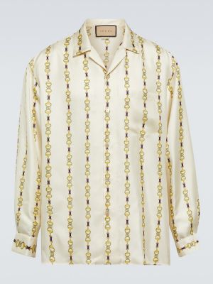 Jedwabna koszula Gucci żółta