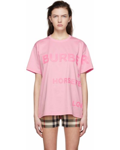Бавовняна футболка Burberry, рожева