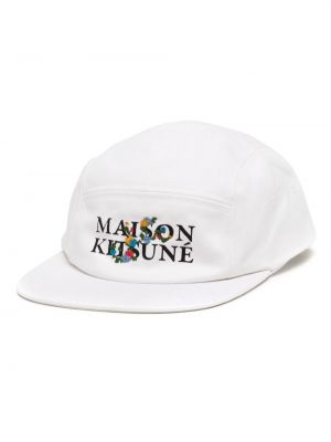 Cappello con visiera con stampa Maison Kitsuné bianco