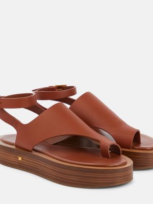 Sandales en cuir à plateforme Max Mara marron