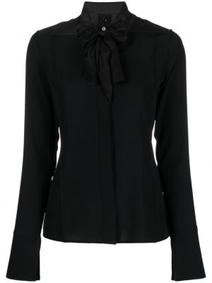 Svilena bluza z lokom Victoria Beckham črna
