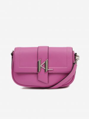 Usnjena crossbody torbica Karl Lagerfeld roza