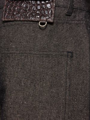 Kožené džínsy s rovným strihom Saks Potts čierna