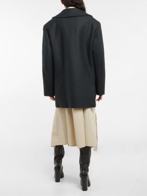 Krótki płaszcz wełniany Lemaire czarny