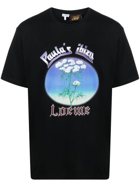 Βαμβακερή μπλούζα με σχέδιο Loewe μαύρο