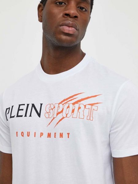 Хлопковая футболка с принтом Plein Sport белая