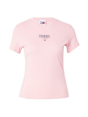 Тениска slim Tommy Jeans Curve розово