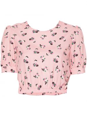 Svilena bluza s cvetličnim vzorcem s potiskom P.a.r.o.s.h. roza