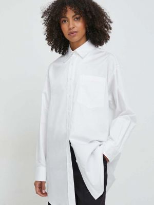 Pamučna košulja bootcut Calvin Klein bijela