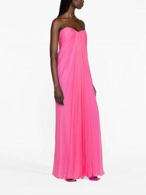 Šifonové hedvábné večerní šaty Alexander Mcqueen růžové