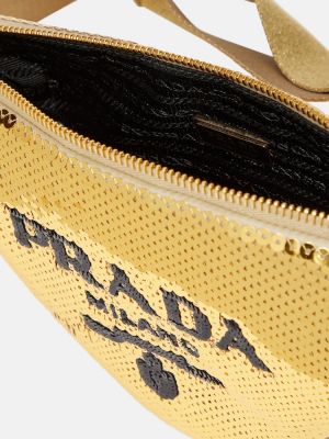 Τσάντα ώμου με παγιέτες Prada χρυσό