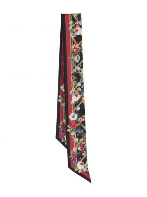 Svileni šal s cvjetnim printom s printom Dolce & Gabbana crna