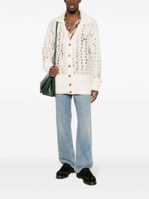 Cardigan brodé en tricot ajouré Vivienne Westwood blanc