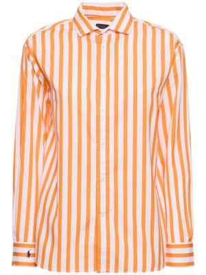 Dryžuota medvilninė marškiniai Polo Ralph Lauren oranžinė