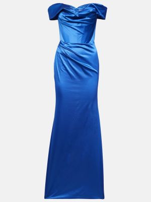 Drapované saténové dlouhé šaty Vivienne Westwood modrá