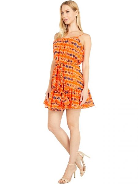 Платье с принтом Wayf оранжевое