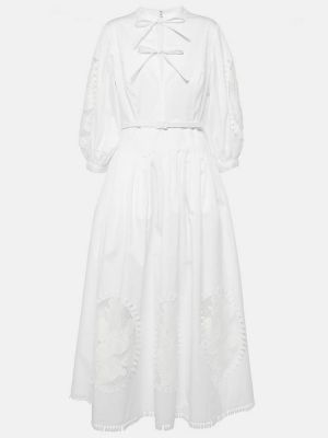Bavlněné dlouhé šaty Oscar De La Renta bílé
